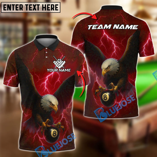 BlueJose Billiards Eagle Power 8-Ball Pool Personalized Name Shirt (4 Colors)