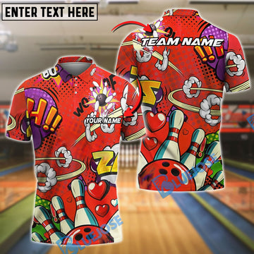 BlueJose Bowling Graffiti Love Customized Name, Team Name 3D Shirt (4 Colors)