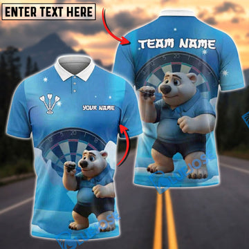 BlueJose Darts Polar Bear Customized Name, Team Name 3D Shirt (4 Colors)