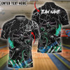 BlueJose Bowling And Pins Racer Skull Customized Name, Team Name 3D Shirt (4 Colors)