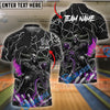 BlueJose Bowling And Pins Racer Skull Customized Name, Team Name 3D Shirt (4 Colors)