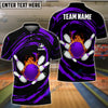 BlueJose Bowling And Pins Wave Sea Pattern Customized Name, Team Name 3D Shirt (4 Colors)