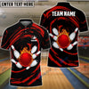 BlueJose Bowling And Pins Wave Sea Pattern Customized Name, Team Name 3D Shirt (4 Colors)