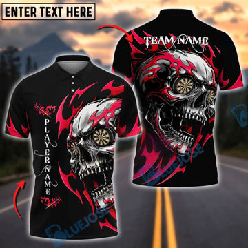 BlueJose Darts Flaming Skull Dartboard Customized Name, Team Name 3D Shirt (4 Colors)