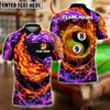 BlueJose Billiards 8 & 9 Ball Yin Yang Fire & Ice Double Firestorm Personalized Name Shirt (4 Colors)
