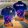 BlueJose Bowling And Pins Neon Strike Customized Name, Team Name 3D Shirt (4 Colors)