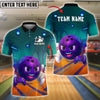 BlueJose Bowling And Pins Neon Strike Customized Name, Team Name 3D Shirt (4 Colors)