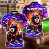 BlueJose Billiards 8 Ball Street Style Flaming Personalized Name, Team Name Unisex Shirt (4 Colors)