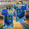 BlueJose Bowling And Pins Graffiti Funny Smiley Customized Name, Team Name 3D Shirt (4 Colors)