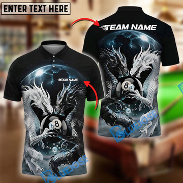 BlueJose Billiards Ball 8 Yinyang Dragon Duel Personalized Name, Team Name Unisex Shirt