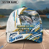 BlueJose Fishing White Hexagon Gold Line Offshore Boat Personalized Name Classic 3D Cap Personalized Cap (13 Breeds)
