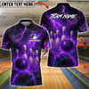 BlueJose Bowling And Pins Fire Thunder Storm Customized Name, Team Name 3D Shirt (6 Colors)