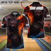 BlueJose Bowling And Pins Dark Bear with Fiery Ball Customized Name, Team Name 3D Shirt (4 Colors)