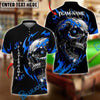BlueJose Billiards Ball 8 Flame Skull Personalized Name Shirt (4 Colors)