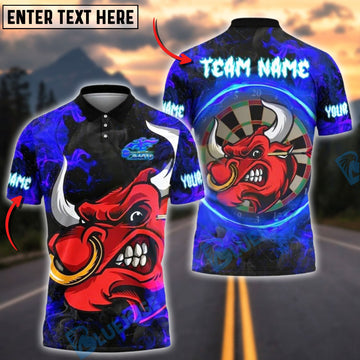BlueJose Darts Fire Bull Customized Name, Team Name 3D Shirt (4 Colors)