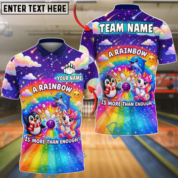 BlueJose Bowling Cute Unicorn Penguin Dolphin Rainbow Fantasy Design Customized Name, Team Name 3D Shirt