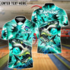 BlueJose Bowling And Pins Storm Shark Customized Name, Team Name 3D Shirt (4 Colors)