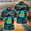 BlueJose Bowling And Pins Eat Sleep Bowl Repeat Neon Style Customized Name 3D Shirt (6 Colors)