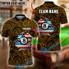 BlueJose Billiards American Flag 8-Ball With Tribal Pattern Personalized Name Shirt (4 Colors)