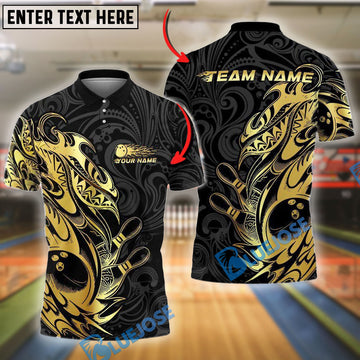 BlueJose Bowling And Pins Tribal Style Customized Name 3D Shirt (6 Colors)