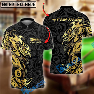 BlueJose Billiards 8-Ball Pool With Tribal Style Personalized Name, Team Name Shirt (6 Colors)