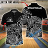BlueJose Bowling And Pins Tribal Strike Customized Name, Team Name 3D Shirt (4 Colors)