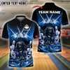 BlueJose Bowling And Pins Party Vibe DJ Lights Customized Name, Team Name 3D Shirt (4 Colors)