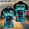 BlueJose Bowling And Pins Party Vibe DJ Lights Customized Name, Team Name 3D Shirt (4 Colors)