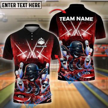 BlueJose Bowling And Pins Party Vibe DJ Lights Customized Name, Team Name 3D Shirt (4 Colors)
