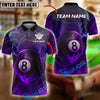 BlueJose Billiards 8 Ball Lightning Fire Personalized Name Shirt (4 Colors)