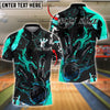 BlueJose Bowling And Pins Strike Flaming Ball Pins Customized Name, Team Name 3D Shirt (4 Colors)