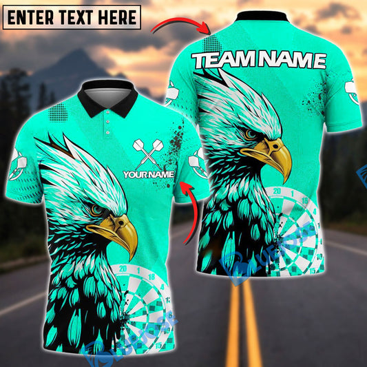 BlueJose Darts Eagle Fierce Blue Avian Graphic Personalized Name, Team Name Shirt (4 Colors)