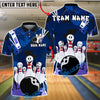 BlueJose Bowling And Pins Cartoon Funny Faces Customized Name, Team Name 3D Shirt (4 Colors)