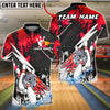 BlueJose Bowling And Pins Fire Silver Black Flame Strikes Style Customized Name, Team Name 3D Shirt (4 Colors)