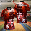BlueJose Bowling And Pins Haunted House Skull Pins Pumpkin Ball Halloween Style Customized Name, Team Name 3D Shirt (4 Colors)