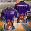 BlueJose Bowling And Pins Turkey Fun Style Customized Name, Team Name 3D Shirt (4 Colors)