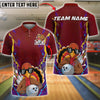 BlueJose Bowling And Pins Turkey Fun Style Customized Name, Team Name 3D Shirt (4 Colors)