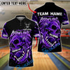 BlueJose Bowling And Pins Grim Reaper Skull Storm Customized Name, Team Name 3D Shirt (4 Colors)
