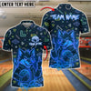 BlueJose Bowling And Pins Neon Angry Wolf Design Customized Name, Team Name 3D Shirt (4 Colors)