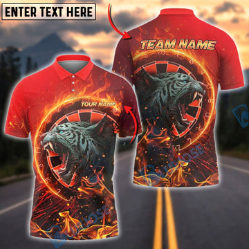 BlueJose Darts Fire Tiger Design Personalized Name, Team Name Shirt (4 Colors)