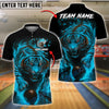 BlueJose Bowling Fiery Tiger Bowling Ball Flames Customized Name, Team Name 3D Shirt (4 Colors)