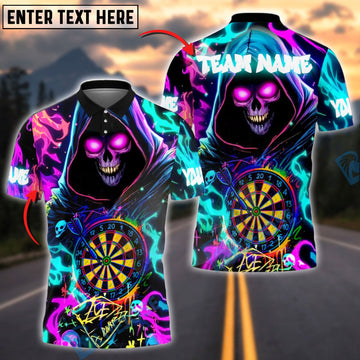 BlueJose Darts Grim Reaper Neon Flame Personalized Name Shirt