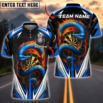 BlueJose Darts Fiery Snake Design Customized Name, Team Name 3D Shirt (4 Colors)
