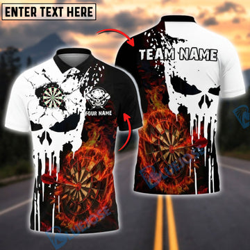 BlueJose Darts Skull Flaming Target Customized Name, Team Name 3D Shirt (4 Colors)