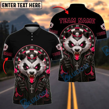 BlueJose Darts Gothic Panda with Skull Hat Personalized Name, Team Name Shirt (4 Colors)