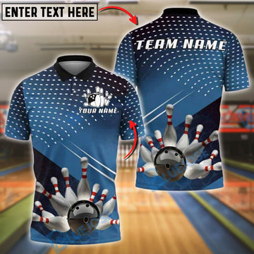 BlueJose Bowling And Pins Strike Explosion Customized Name, Team Name 3D Shirt (4 Colors)
