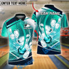 BlueJose Bowling And Pins Dynamic Motion Theme Customized Name, Team Name 3D Shirt (4 Colors)