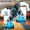 BlueJose Bowling And Pins Storm Contrast Style Customized Name, Team Name 3D Shirt (4 Colors)