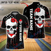 BlueJose Bowling And Pins Skull & Purple Grunge Design Customized Name, Team Name 3D Shirt (4 Colors)