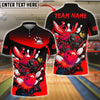 BlueJose Bowling And Pins Angry Hornet Strike Design Customized Name, Team Name 3D Shirt (4 Colors)